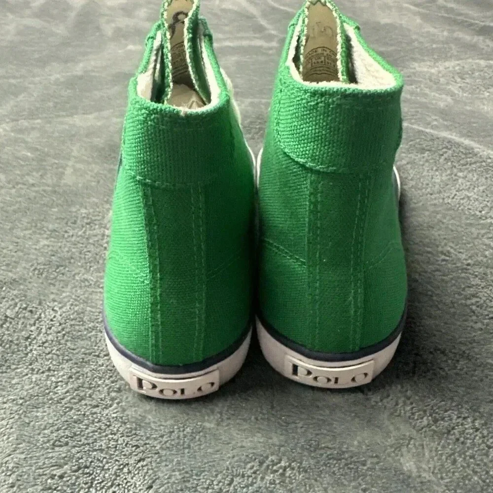 Polo Ralph Lauren Kelly Brisbane Hi 91718 Kids Sneaker Green Size 1 New
